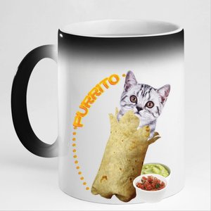 Purrito Cat In A Burrito 11oz Black Color Changing Mug