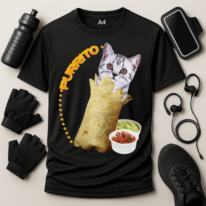 Purrito Cat In A Burrito Cooling Performance Crew T-Shirt