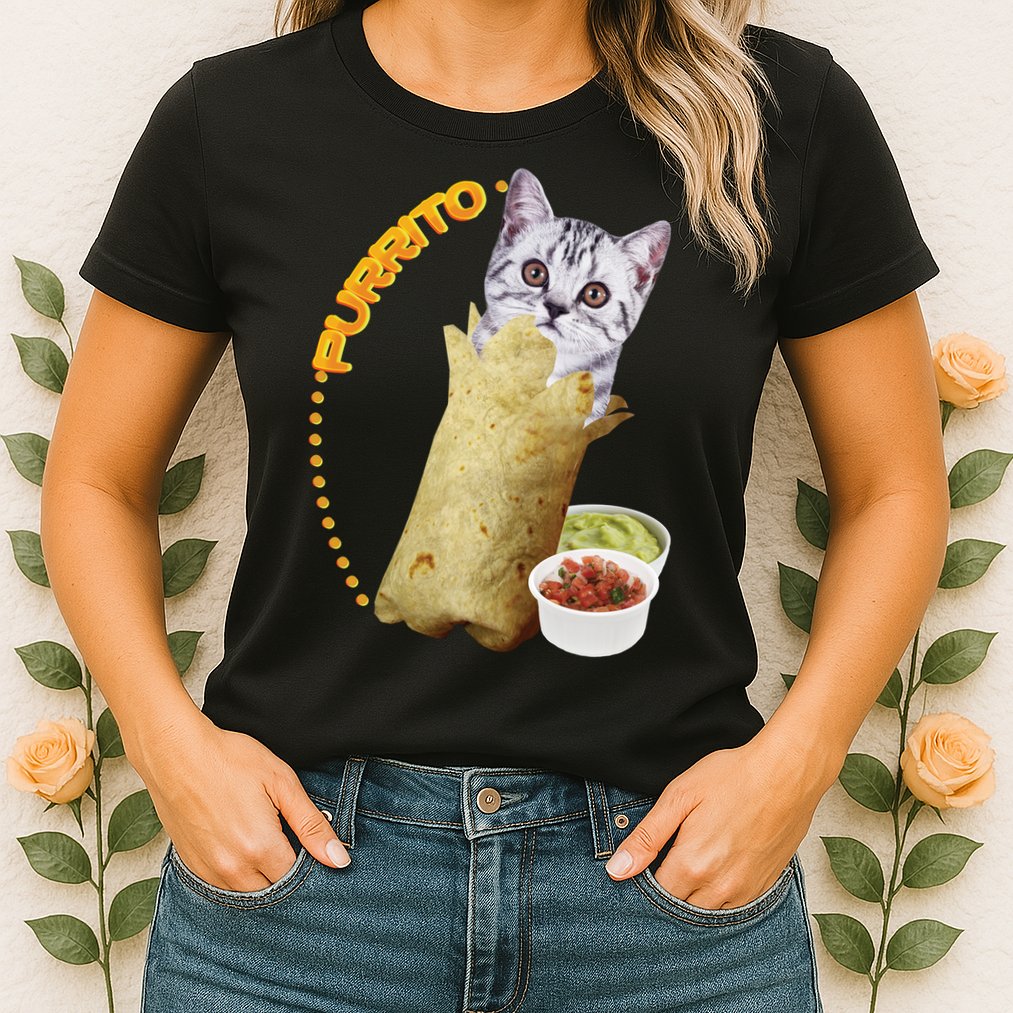 Purrito Cat In A Burrito Womens T-Shirt