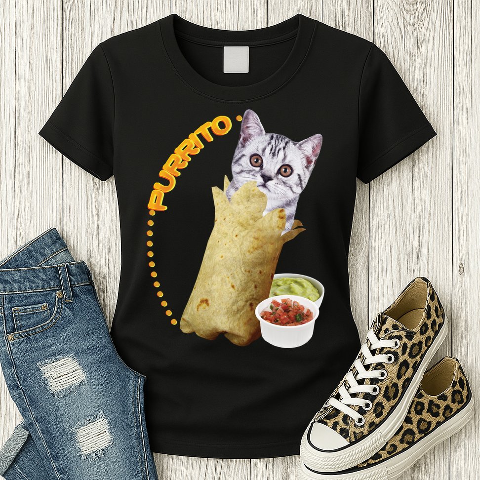 Purrito Cat In A Burrito Womens T-Shirt