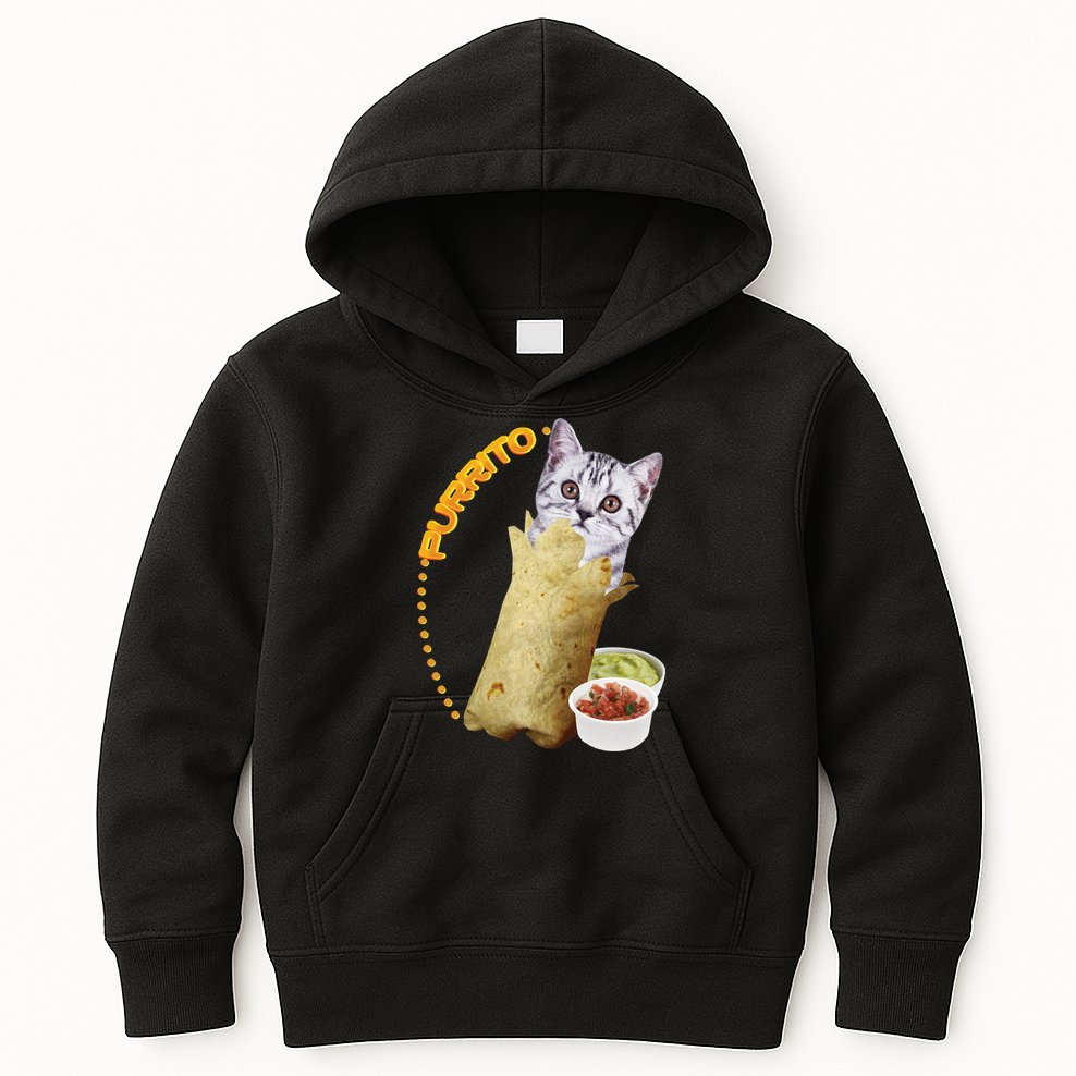 Purrito Cat In A Burrito Kids Hoodie