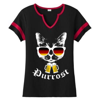 Purrost Cat Funny Oktoberfest Ladies Halftime Notch Neck Tee