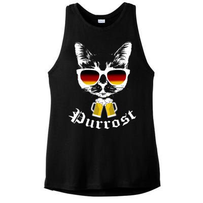 Purrost Cat Funny Oktoberfest Ladies PosiCharge Tri-Blend Wicking Tank