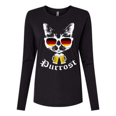 Purrost Cat Funny Oktoberfest Womens Cotton Relaxed Long Sleeve T-Shirt