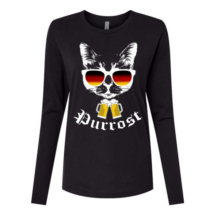 Purrost Cat Funny Oktoberfest Womens Cotton Relaxed Long Sleeve T-Shirt