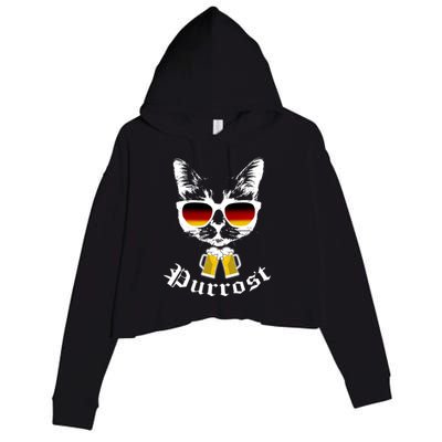 Purrost Cat Funny Oktoberfest Crop Fleece Hoodie