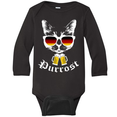 Purrost Cat Funny Oktoberfest Baby Long Sleeve Bodysuit