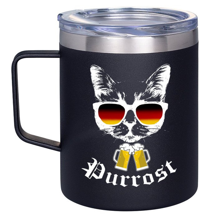 Purrost Cat Funny Oktoberfest 12oz Stainless Steel Coffee Mug
