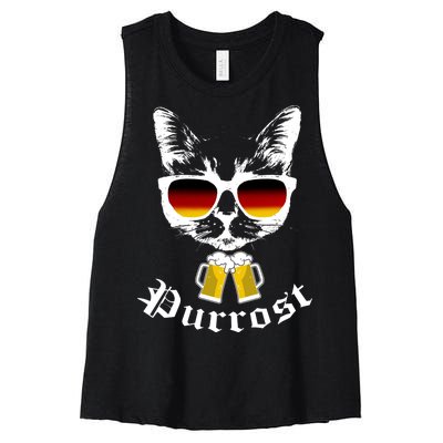 Purrost Cat Funny Oktoberfest Women's Racerback Cropped Tank