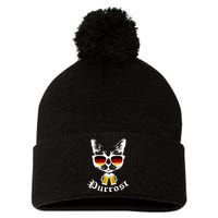 Purrost Cat Funny Oktoberfest Pom Pom 12in Knit Beanie