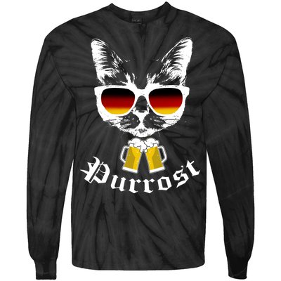 Purrost Cat Funny Oktoberfest Tie-Dye Long Sleeve Shirt