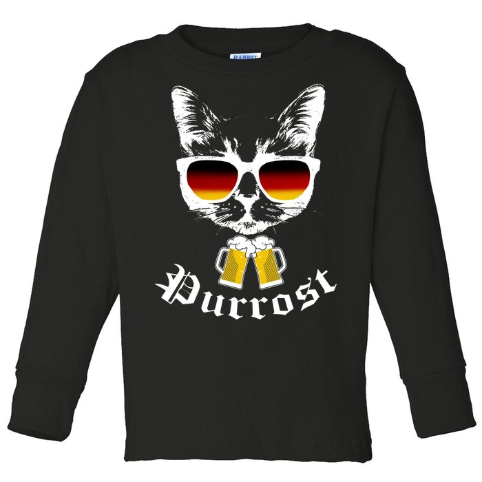 Purrost Cat Funny Oktoberfest Toddler Long Sleeve Shirt