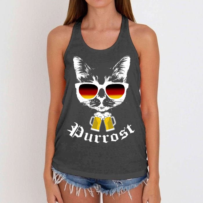 Purrost Cat Funny Oktoberfest Women's Knotted Racerback Tank