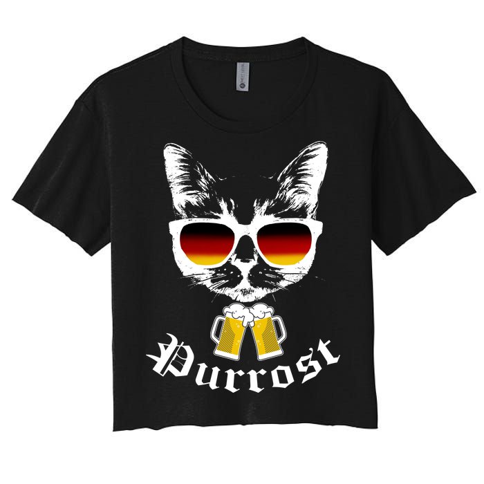 Purrost Cat Funny Oktoberfest Women's Crop Top Tee