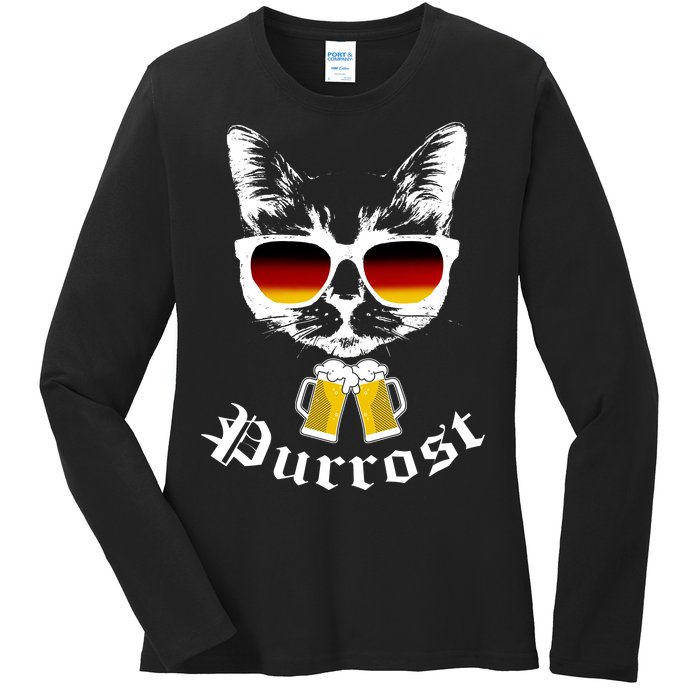 Purrost Cat Funny Oktoberfest Ladies Long Sleeve Shirt