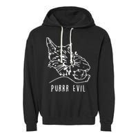 Purrr Evil Funny Cat Garment-Dyed Fleece Hoodie
