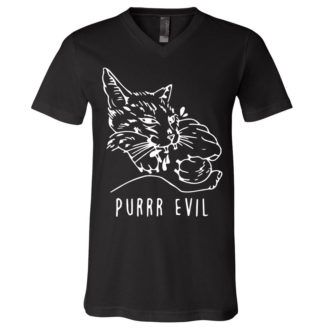 Purrr Evil Funny Cat V-Neck T-Shirt