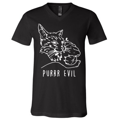 Purrr Evil Funny Cat V-Neck T-Shirt