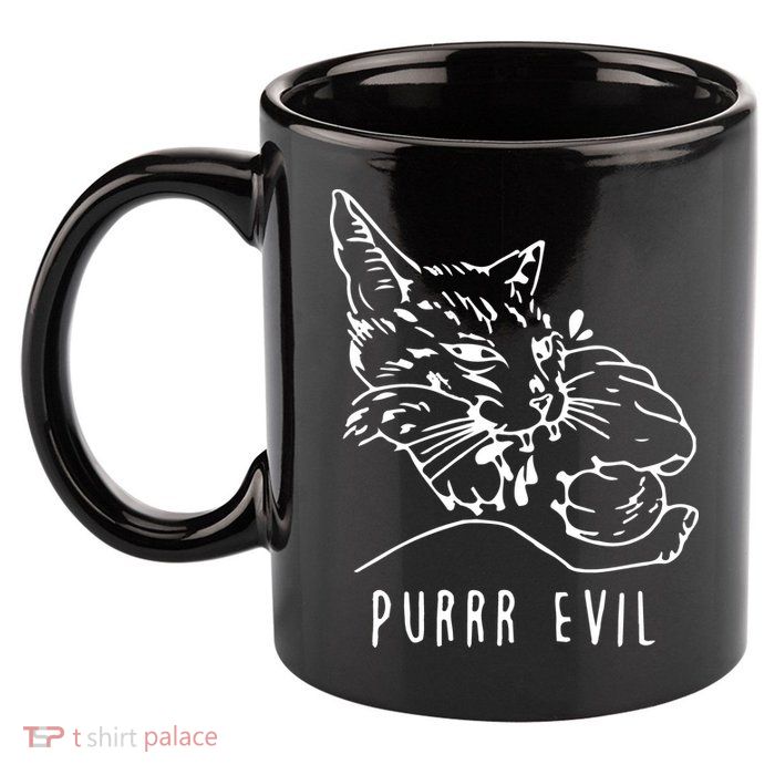 Purrr Evil Funny Cat 11oz C Handle Ceramic Mug