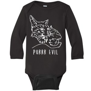 Purrr Evil Funny Cat Baby Long Sleeve Bodysuit