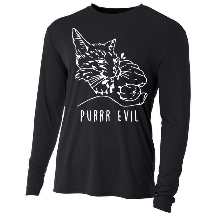 Purrr Evil Funny Cat Cooling Performance Long Sleeve Crew