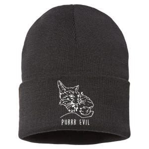 Purrr Evil Funny Cat Sustainable Knit Beanie