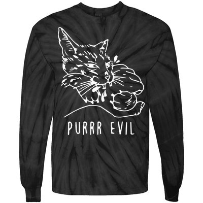 Purrr Evil Funny Cat Tie-Dye Long Sleeve Shirt