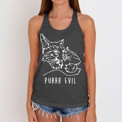 Purrr Evil Funny Cat Women's Knotted Racerback Tank