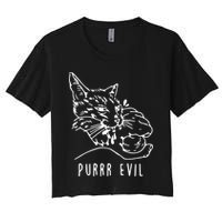 Purrr Evil Funny Cat Women's Crop Top Tee