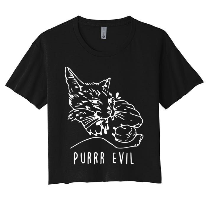 Purrr Evil Funny Cat Women's Crop Top Tee