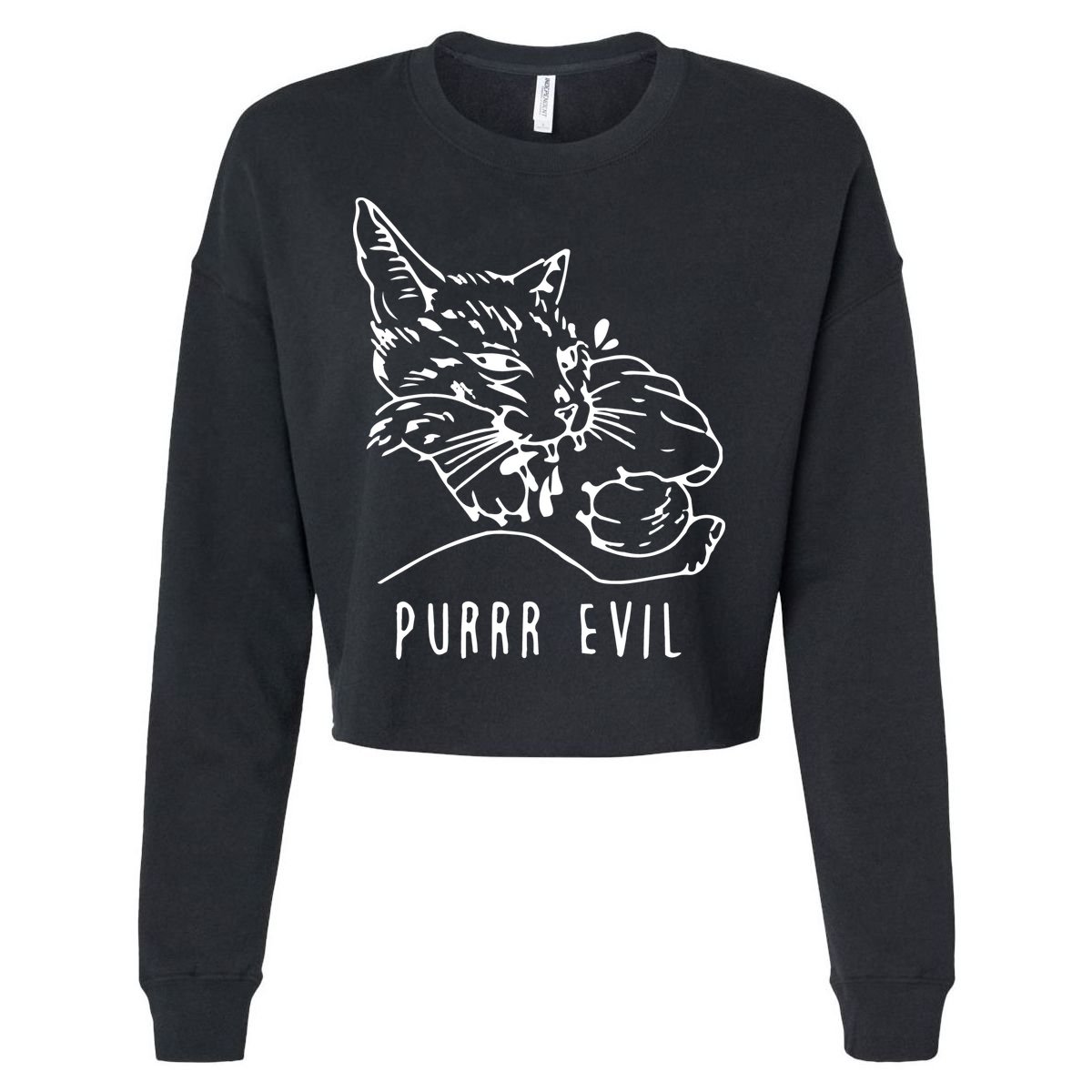 Purrr Evil Funny Cat Cropped Pullover Crew