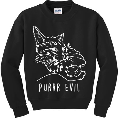 Purrr Evil Funny Cat Kids Sweatshirt