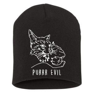 Purrr Evil Funny Cat Short Acrylic Beanie