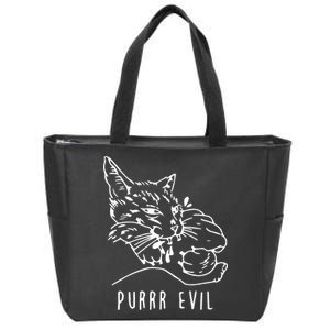 Purrr Evil Funny Cat Zip Tote Bag