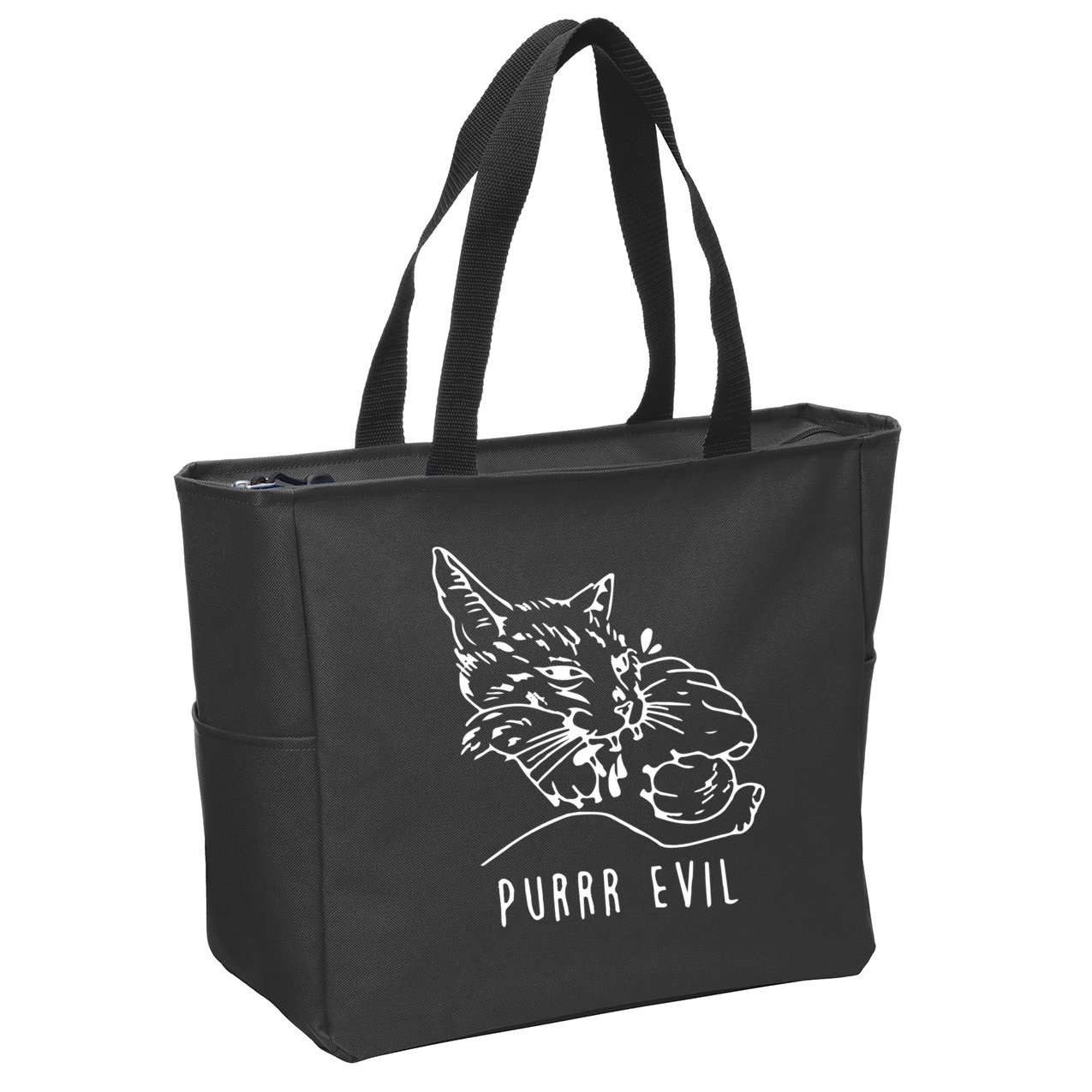 Purrr Evil Funny Cat Zip Tote Bag