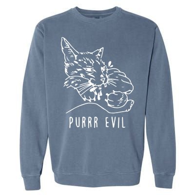 Purrr Evil Funny Cat Garment-Dyed Sweatshirt