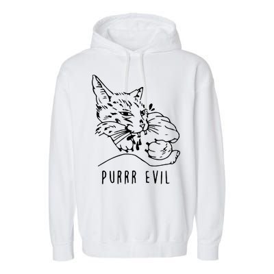 Purrr Evil Funny Cat Garment-Dyed Fleece Hoodie