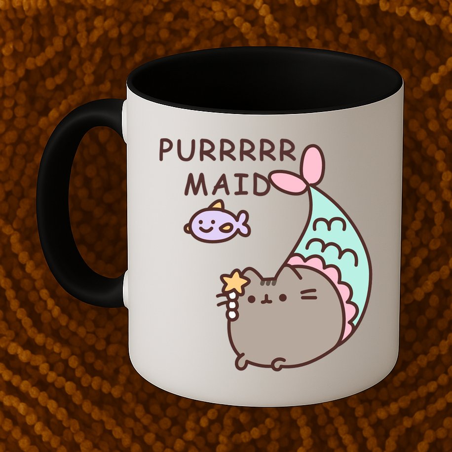Purrrrr Maid Funny Cute Cat Mermaid Mug