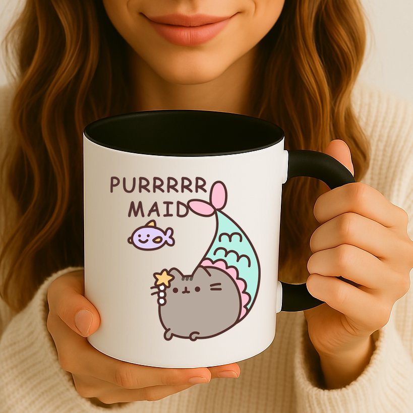 Purrrrr Maid Funny Cute Cat Mermaid Mug