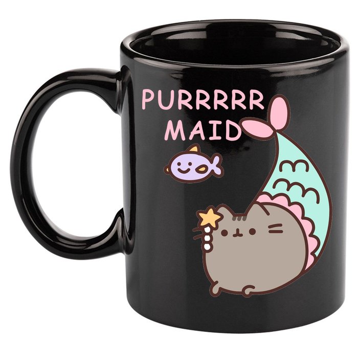 Purrrrr Maid Funny Cute Cat Mermaid 11oz C Handle Ceramic Mug