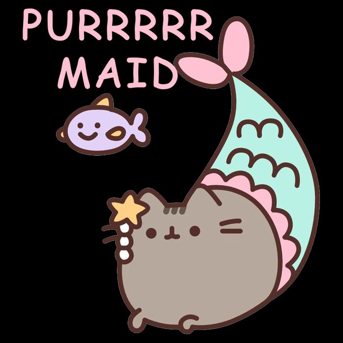 Purrrrr Maid Funny Cute Cat Mermaid Drawstring Bag