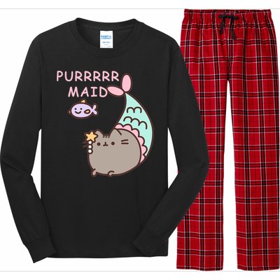 Purrrrr Maid Funny Cute Cat Mermaid Long Sleeve Pajama Set