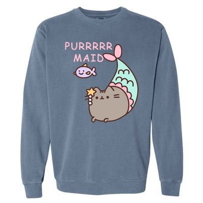 Purrrrr Maid Funny Cute Cat Mermaid Garment-Dyed Sweatshirt