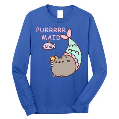 Purrrrr Maid Funny Cute Cat Mermaid Long Sleeve Shirt