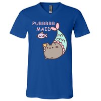 Purrrrr Maid Funny Cute Cat Mermaid V-Neck T-Shirt