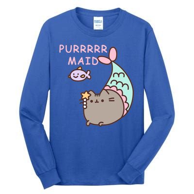 Purrrrr Maid Funny Cute Cat Mermaid Tall Long Sleeve T-Shirt