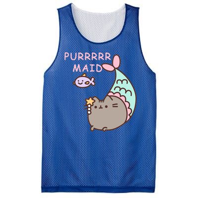 Purrrrr Maid Funny Cute Cat Mermaid Mesh Reversible Basketball Jersey Tank