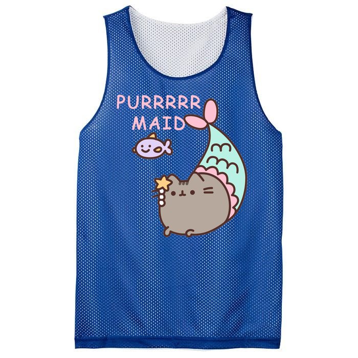 Purrrrr Maid Funny Cute Cat Mermaid Mesh Reversible Basketball Jersey Tank