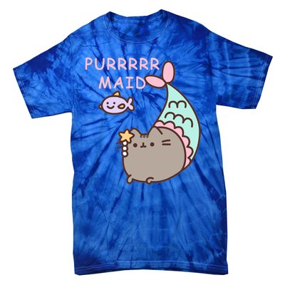 Purrrrr Maid Funny Cute Cat Mermaid Tie-Dye T-Shirt