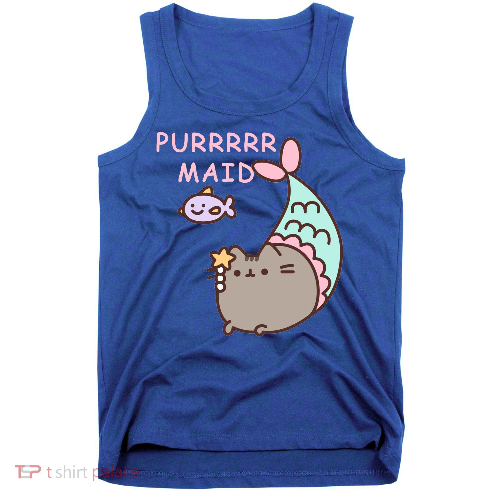 Purrrrr Maid Funny Cute Cat Mermaid Tank Top